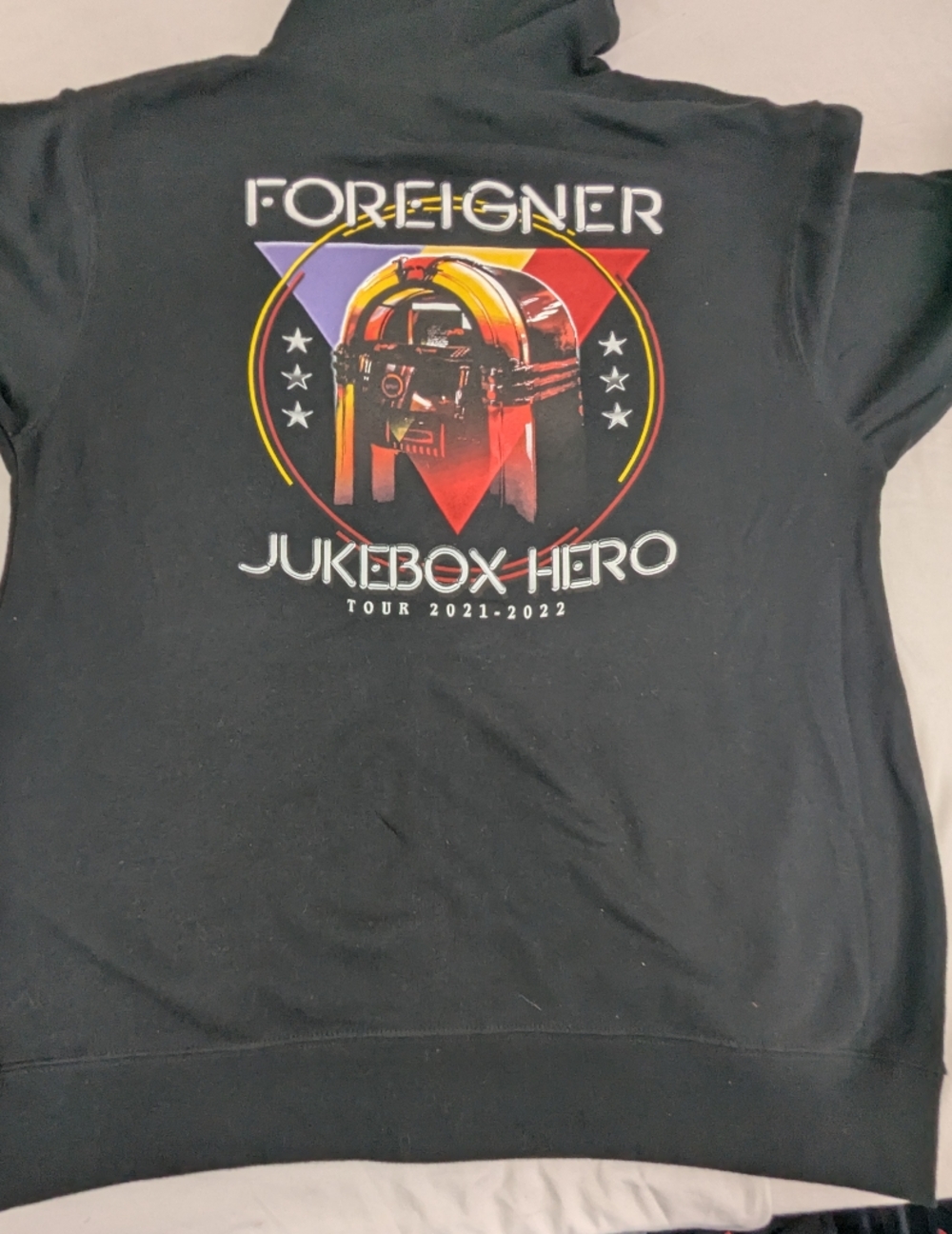 Foreigner NWOT Jukebox Hero Concert Merch Black Hoodie 2021-2022 Large